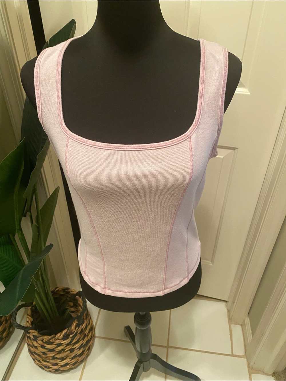 3 - All in Favor light pink, gray, green Square Neck Tank Tops